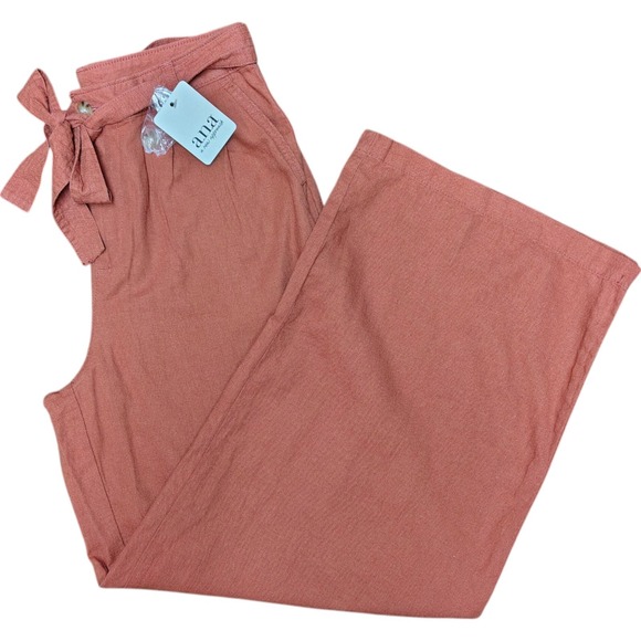 a.n.a Pants - A.N.A Pants Womens Sz 6 "Baked Clay" Linen Blend Wide-Leg Comfort Beach Coastal